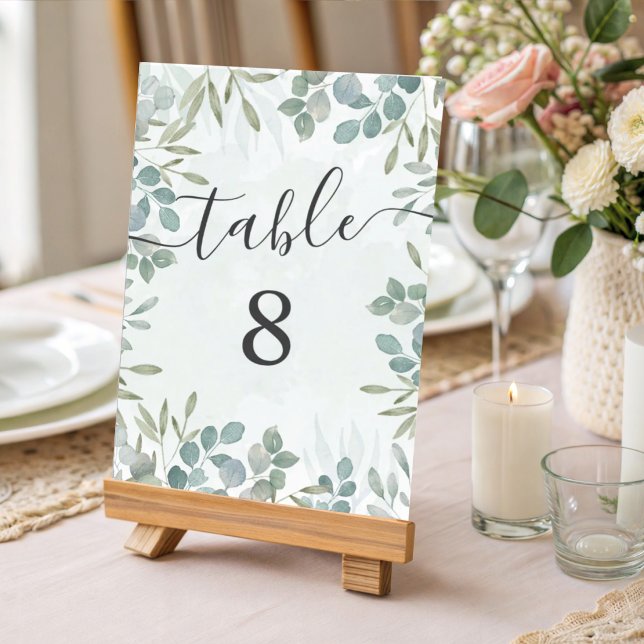 Eucalyptus Sage Green Wedding Table Number (Creator Uploaded)