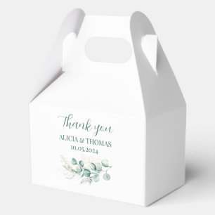 Eucalyptus Sage Green White Botanical Wedding  Favor Boxes