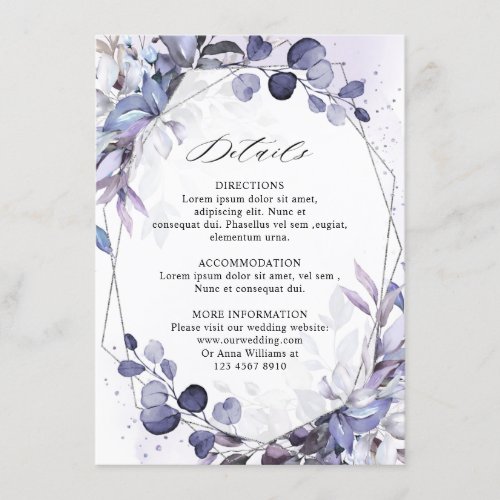 Eucalyptus Sage Greenery Geometric Wedding Details Enclosure Card