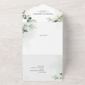 Eucalyptus Sage Greenery Modern Geometric Wedding  All In One Invitation (Outside)