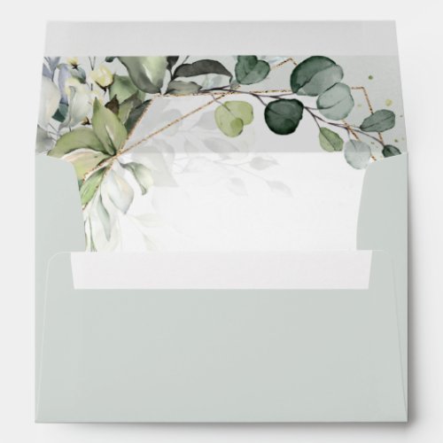 Eucalyptus Sage Greenery Modern Geometric Wedding Envelope