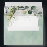 Eucalyptus Sage Greenery Modern Geometric Wedding  Envelope<br><div class="desc">Modern elegant spring / midsummer wedding envelope features a bouquet of soft watercolor greenery lush green leaves / botanical leaves / eucalyptus / succulents and gold geometric frame . Please find more matching designs and variations from my "blissweddingpaperie" store. And feel free to contact me for further customization or matching...</div>