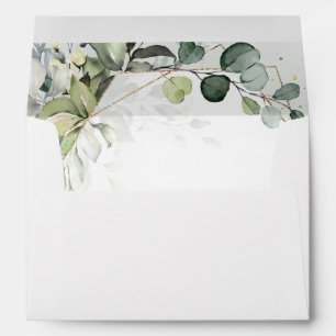 Eucalyptus Sage Greenery Modern Geometric Wedding Envelope