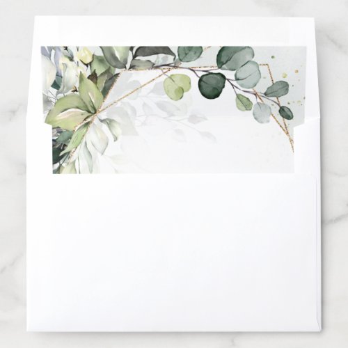 Eucalyptus Sage Greenery Modern Geometric Wedding Envelope Liner