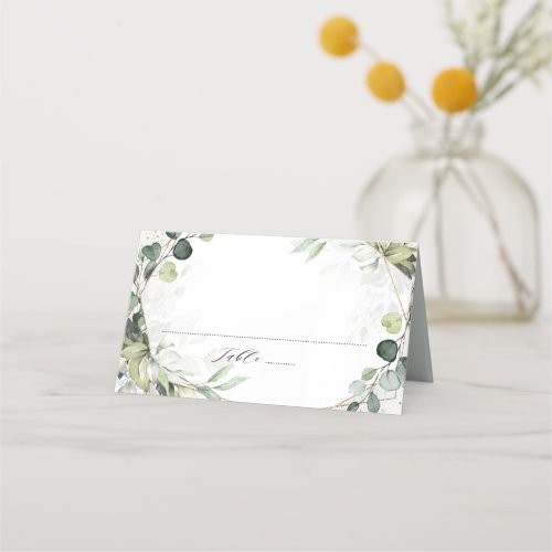 Eucalyptus Sage Greenery Modern Geometric Wedding Place Card