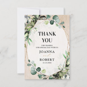 Eucalyptus Sage Greenery Modern Geometric Wedding Thank You Card