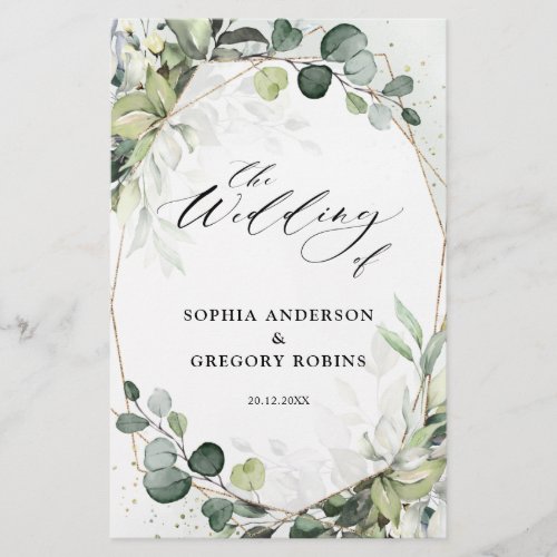 Eucalyptus Sage Greenery Modern Wedding Program