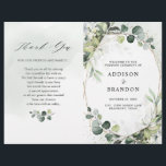 Eucalyptus Sage Greenery Modern Wedding Program<br><div class="desc">Modern elegant spring / midsummer wedding program features a bouquet of soft watercolor greenery lush green leaves / botanical leaves / eucalyptus / succulents and gold geometric frame . Please find more matching designs and variations from my "blissweddingpaperie" store. And feel free to contact me for further customization or matching...</div>