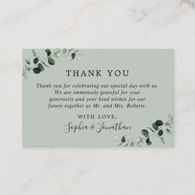 Eucalyptus Sage Mini Wedding Thank You Card (Front)