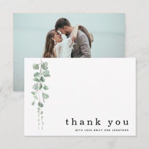 Eucalyptus Sage Photo Names Wedding Thank You Note Card