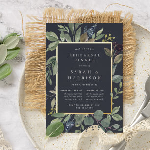 Eucalyptus & Sage Rehearsal Dinner Foil Invitation