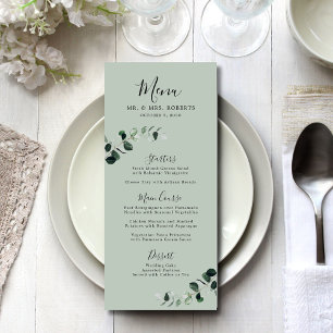 Eucalyptus Sage Romantic Calligraphy Wedding Menu