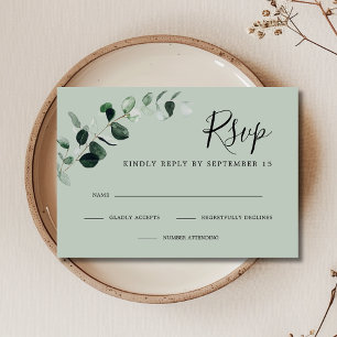 Eucalyptus Sage Simple Wedding RSVP Card
