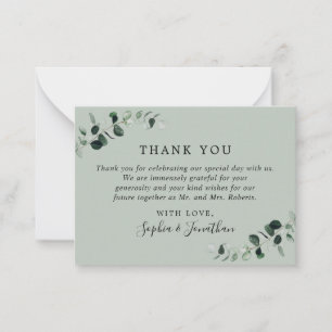 Eucalyptus Sage Wedding Mini Thank You Note Card