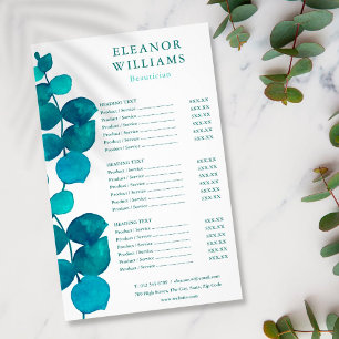 Eucalyptus Salon Service Menu Flyer