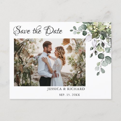 Eucalyptus Save the Date PHOTO Invitation Postcard