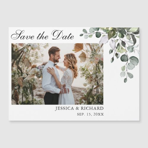 Eucalyptus Save the Date PHOTO Magnetic Card