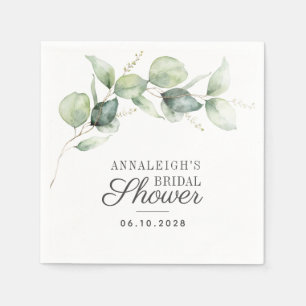 Eucalyptus Script Botanical Greenery Bridal Shower Napkins