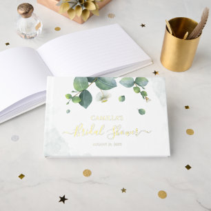 Eucalyptus Script Bridal Shower Gold Foil Foil Guest Book