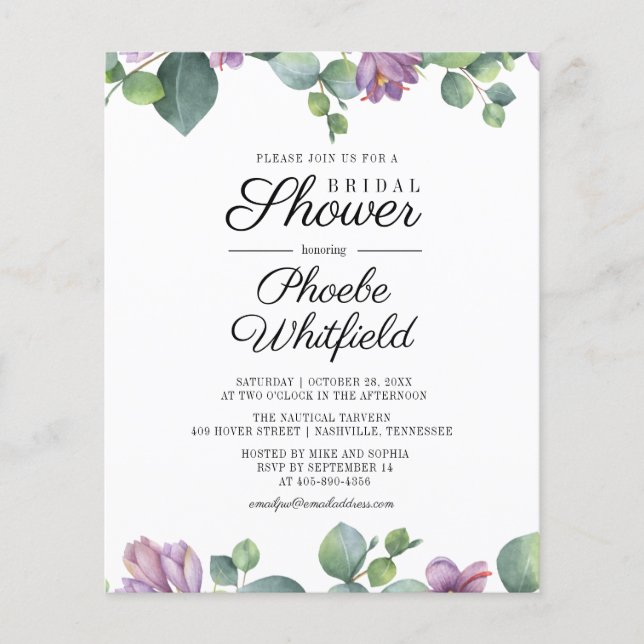 Eucalyptus Script Bridal Shower Invitation (Front)