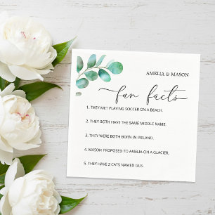 Eucalyptus Script Calligraphy Fun Facts Wedding Napkins