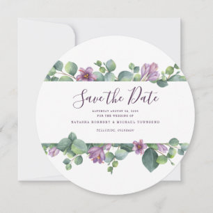 Eucalyptus Script Floral Watercolor Save the Date