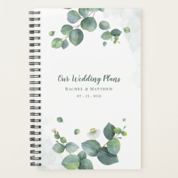 Eucalyptus Script Greenery Botanical Wedding Planner by Milestone_Hub at Zazzle