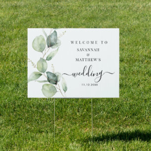 Eucalyptus Script Greenery Botanical Wedding Sign