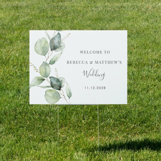 Eucalyptus Script Greenery Wedding Sign (Insitu)