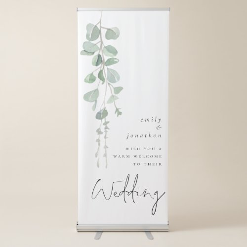 Eucalyptus Script Names Welcome to Wedding Retractable Banner