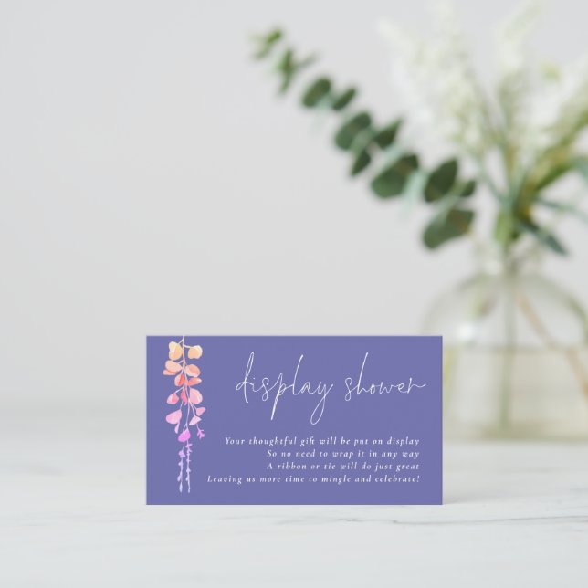 Eucalyptus Script Periwinkle Display Baby Shower  Enclosure Card (Standing Front)