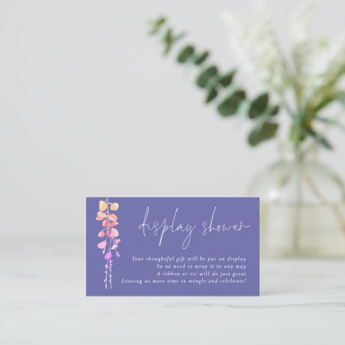 Eucalyptus Script Periwinkle Display Baby Shower  Enclosure Card