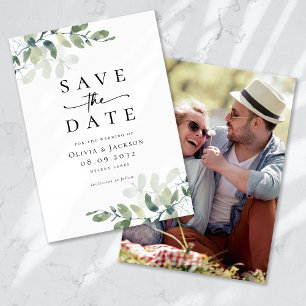 Eucalyptus Script Photo Wedding Save The Date