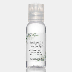 Eucalyptus Script Typography Names Wedding Favor Hand Sanitizer