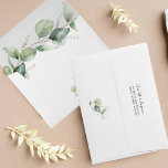 Eucalyptus Script Watercolor Return Address Envelope<br><div class="desc">Trendy and modern botanical themed envelope featuring greenery eucalyptus on a white background on the inside of the envelope. Add the return address on the top flap of the envelope by clicking the "Personalize" button</div>