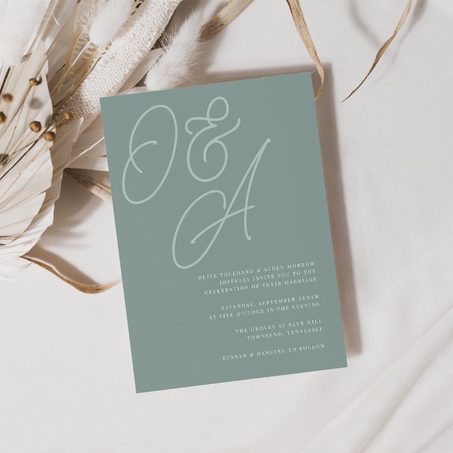 Eucalyptus | Script Watermark Monogram Wedding Invitation (Creator Uploaded)