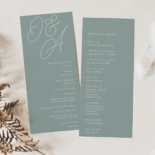 Eucalyptus Script Watermark Monogram Wedding Program