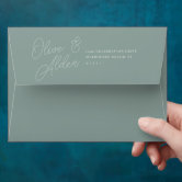 Juniper Green Watercolor A7 5x7 Wedding Invitation Envelope
