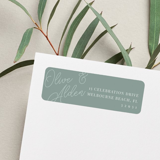 Eucalyptus Script Watermark Wedding Return Address Label (Creator Uploaded)