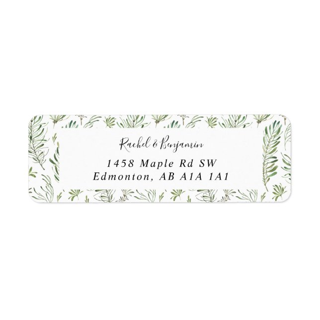 Eucalyptus Script Wedding Boho Chic Greenery Label (Front)