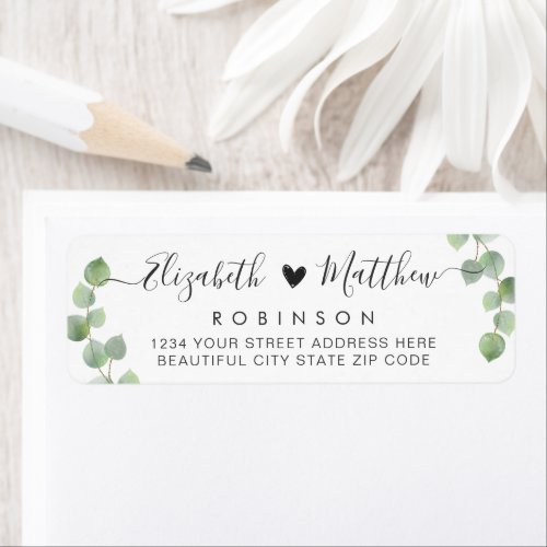 Eucalyptus Script Wedding Return Address Label