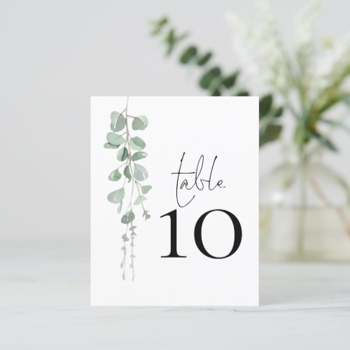 Eucalyptus Script Wedding Table Number