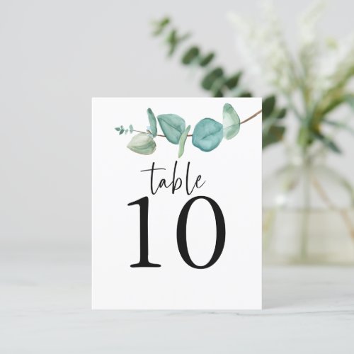 Eucalyptus Script Wedding Table Number