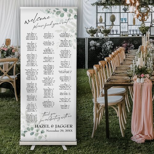 Eucalyptus Seating Chart 128 Names Alphabetical Retractable Banner