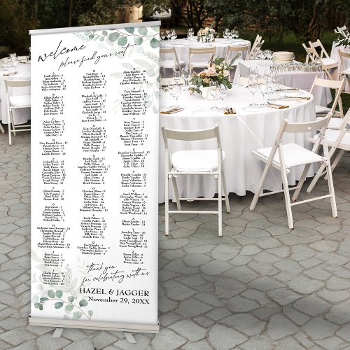 Eucalyptus Seating Chart 170 Names Alphabetical Retractable Banner