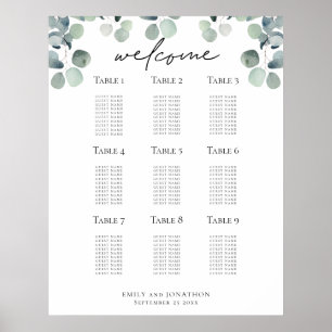 Eucalyptus Seating Plan Wedding Welcome Chart