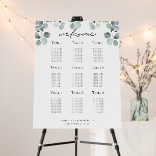Eucalyptus Seating Plan Wedding Welcome Chart Foam Board