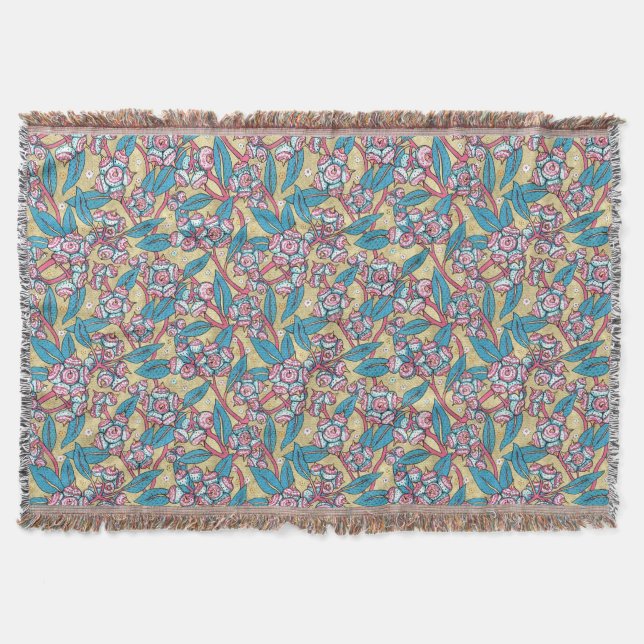 Eucalyptus Seed Australian Plant Botanical Pattern Throw Blanket (Front)