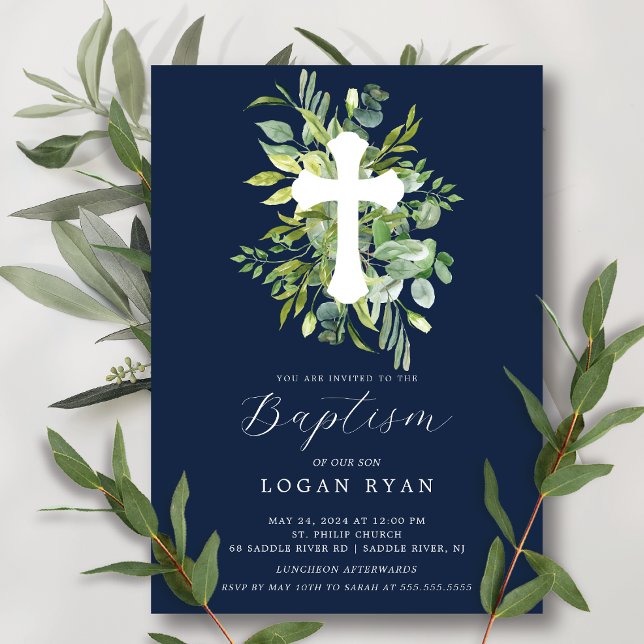 Eucalyptus Serenity Baptism Invitation (Creator Uploaded)