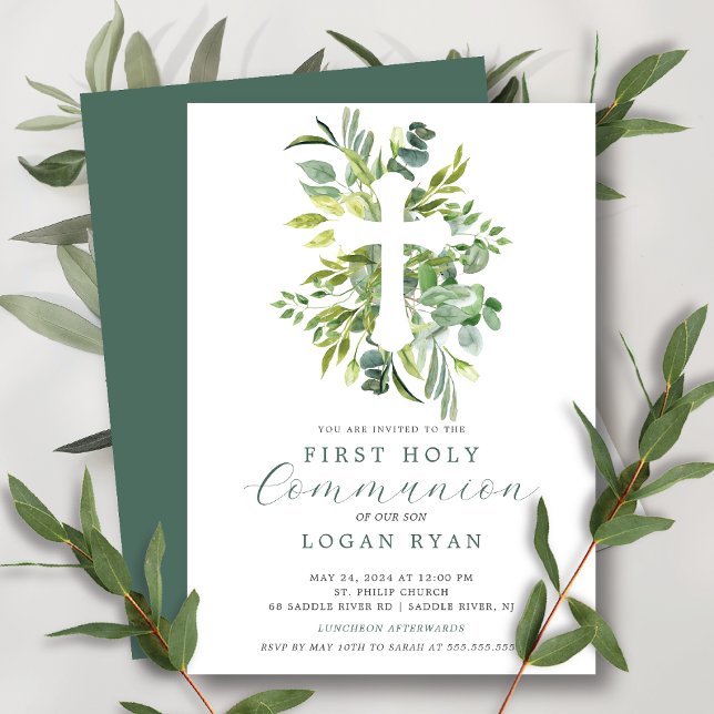 Eucalyptus Serenity  First Communion Invitation (Creator Uploaded)